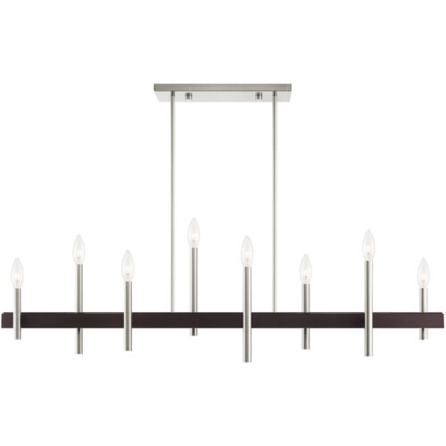 9.25 inch 8 Light Brushed Nickel Linear Chandelier with Steel base material-Lighting LumensChandeliers