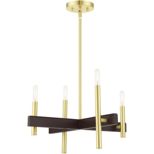 49344-12 4 Light Satin Brass Chandelier-Lighting LumensChandeliers