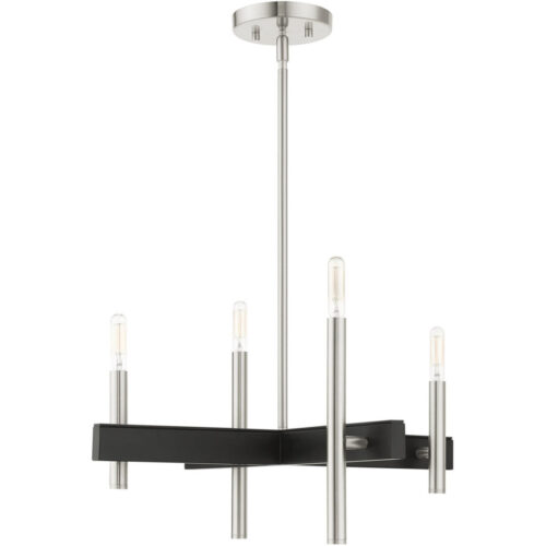 49344-91 4 Light Brushed Nickel Chandelier-Lighting LumensChandeliers