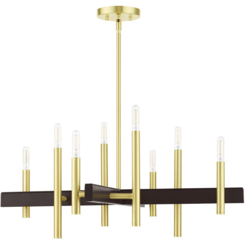 49348-12 8 Light Satin Brass Chandelier-Lighting LumensChandeliers