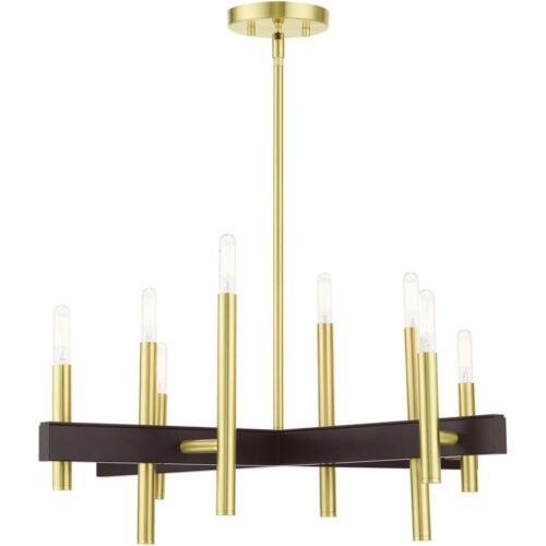 49348-12 8 Light Satin Brass Chandelier-Lighting LumensChandeliers