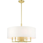 49376-12 7 Light Satin Brass Pendant Chandelier-Lighting LumensChandeliers