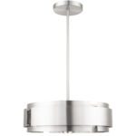 5 Light Brushed Nickel Pendant Chandelier with Brushed Nickel Drum Shade-Lighting LumensChandeliers