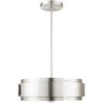 5 Light Brushed Nickel Pendant Chandelier with Brushed Nickel Drum Shade-Lighting LumensChandeliers