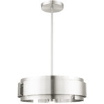 5 Light Brushed Nickel Pendant Chandelier with Brushed Nickel Drum Shade-Lighting LumensChandeliers