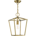 10 Sq. inch 1 Light Antique Brass Convertible Lantern Pendant Lighting Fixture with Antique Brass Metal Shade Shade-Lighting LumensLantern