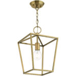 10 Sq. inch 1 Light Antique Brass Convertible Lantern Pendant Lighting Fixture with Antique Brass Metal Shade Shade-Lighting LumensLantern