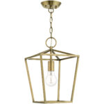 10 Sq. inch 1 Light Antique Brass Convertible Lantern Pendant Lighting Fixture with Antique Brass Metal Shade Shade-Lighting LumensLantern