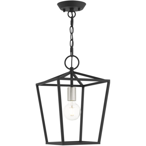 10 Sq. inch 1 Light Black Convertible Lantern Pendant Lighting Fixture with Black Metal Shade Shade-Lighting LumensLantern