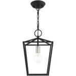 10 Sq. inch 1 Light Black Convertible Lantern Pendant Lighting Fixture with Black Metal Shade Shade-Lighting LumensLantern