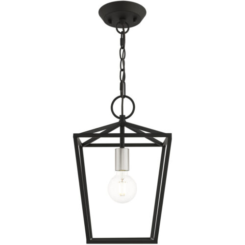 10 Sq. inch 1 Light Black Convertible Lantern Pendant Lighting Fixture with Black Metal Shade Shade-Lighting LumensLantern