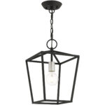 10 Sq. inch 1 Light Black Convertible Lantern Pendant Lighting Fixture with Black Metal Shade Shade-Lighting LumensLantern