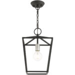 10 Sq. inch 1 Light Black Convertible Lantern Pendant Lighting Fixture with Black Metal Shade Shade-Lighting LumensLantern