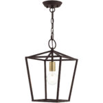 10 Sq. inch 1 Light Bronze Convertible Lantern Pendant Lighting Fixture with Bronze Metal Shade Shade-Lighting LumensLantern