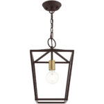 10 Sq. inch 1 Light Bronze Convertible Lantern Pendant Lighting Fixture with Bronze Metal Shade Shade-Lighting LumensLantern