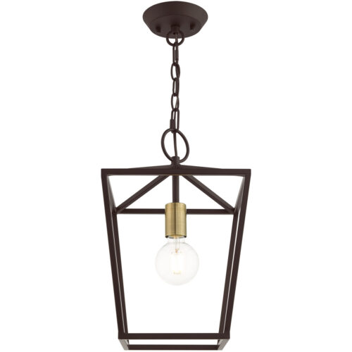 10 Sq. inch 1 Light Bronze Convertible Lantern Pendant Lighting Fixture with Bronze Metal Shade Shade-Lighting LumensLantern