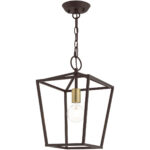 10 Sq. inch 1 Light Bronze Convertible Lantern Pendant Lighting Fixture with Bronze Metal Shade Shade-Lighting LumensLantern