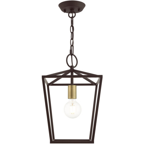 10 Sq. inch 1 Light Bronze Convertible Lantern Pendant Lighting Fixture with Bronze Metal Shade Shade-Lighting LumensLantern