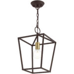 10 Sq. inch 1 Light Bronze Convertible Lantern Pendant Lighting Fixture with Bronze Metal Shade Shade-Lighting LumensLantern