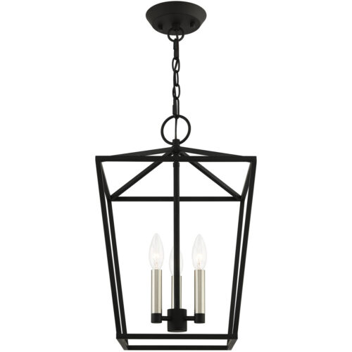 12.5 Sq. inch 3 Light Black Convertible Lantern Pendant Lighting Fixture with Black Metal Shade Shade-Lighting LumensLantern