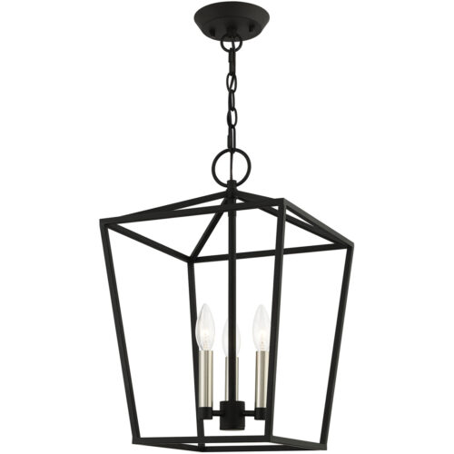 12.5 Sq. inch 3 Light Black Convertible Lantern Pendant Lighting Fixture with Black Metal Shade Shade-Lighting LumensLantern