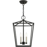 12.5 Sq. inch 3 Light Black Convertible Lantern Pendant Lighting Fixture with Black Metal Shade Shade-Lighting LumensLantern