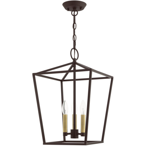 12.5 Sq. inch 3 Light Bronze Convertible Lantern Pendant Lighting Fixture with Bronze Metal Shade Shade-Lighting LumensLantern