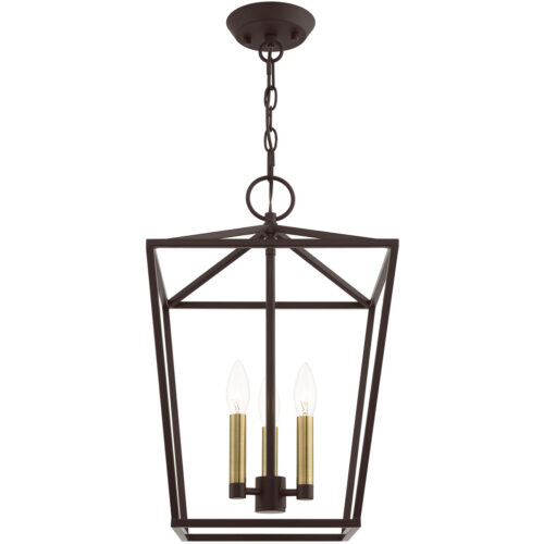 12.5 Sq. inch 3 Light Bronze Convertible Lantern Pendant Lighting Fixture with Bronze Metal Shade Shade-Lighting LumensLantern