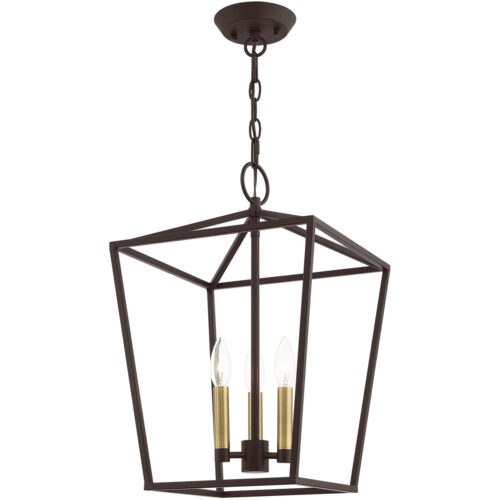 12.5 Sq. inch 3 Light Bronze Convertible Lantern Pendant Lighting Fixture with Bronze Metal Shade Shade-Lighting LumensLantern