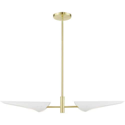 49492-12 2 Light Satin Brass Linear Chandelier-Lighting LumensChandeliers