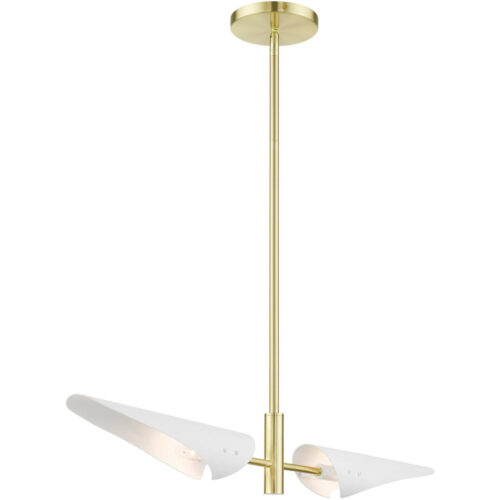 49492-12 2 Light Satin Brass Linear Chandelier-Lighting LumensChandeliers