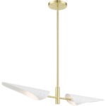 49492-12 2 Light Satin Brass Linear Chandelier-Lighting LumensChandeliers