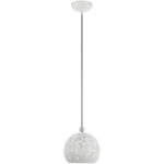 1 Light White Pendant light Hanging Light Fixture with White Ornamental Metal with White finish Inside Shade-Lighting LumensPendant Lights