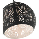 1 Light Black Pendant light Hanging Light Fixture with Black Ornamental Metal with White finish Inside Shade-Lighting LumensPendant Lights