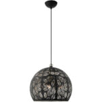 3 Light Black Pendant light Hanging Light Fixture with Black Ornamental Metal with White finish Inside Shade-Lighting LumensPendant Lights