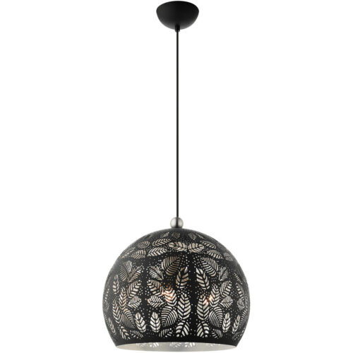 3 Light Black Pendant light Hanging Light Fixture with Black Ornamental Metal with White finish Inside Shade-Lighting LumensPendant Lights