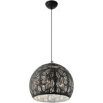 3 Light Black Pendant light Hanging Light Fixture with Black Ornamental Metal with White finish Inside Shade-Lighting LumensPendant Lights