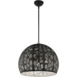 3 Light Black Pendant light Hanging Light Fixture with Ornamental Metal/ Black/ White finish Inside Shade-Lighting LumensPendant Lights