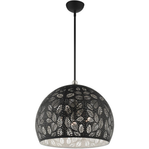 3 Light Black Pendant light Hanging Light Fixture with Ornamental Metal/ Black/ White finish Inside Shade-Lighting LumensPendant Lights