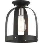 49641-14 1 Light Textured Black Petite Semi Flush-Lighting LumensSemi Flush