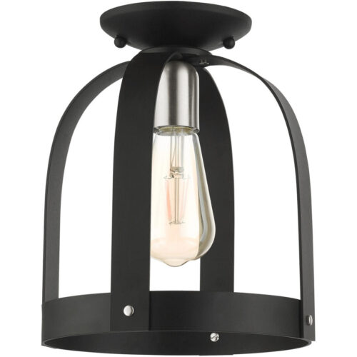 49641-14 1 Light Textured Black Petite Semi Flush-Lighting LumensSemi Flush