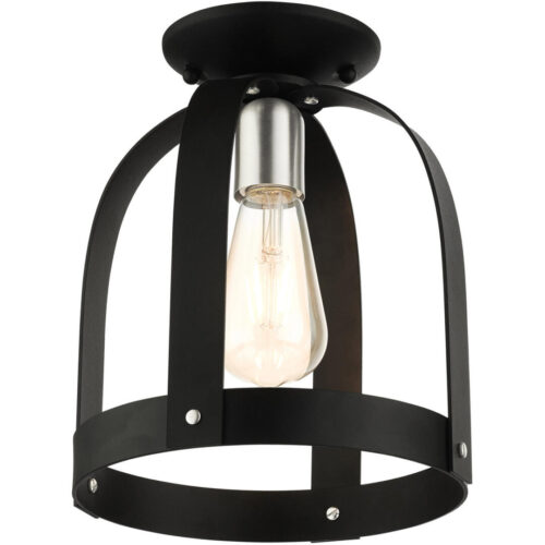 49641-14 1 Light Textured Black Petite Semi Flush-Lighting LumensSemi Flush