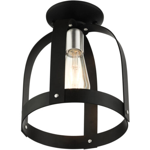 49641-14 1 Light Textured Black Petite Semi Flush-Lighting LumensSemi Flush