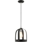 49642-14 1 Light Textured Black Single Pendant-Lighting LumensPendant Lights