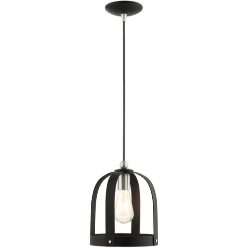 49642-14 1 Light Textured Black Single Pendant-Lighting LumensPendant Lights