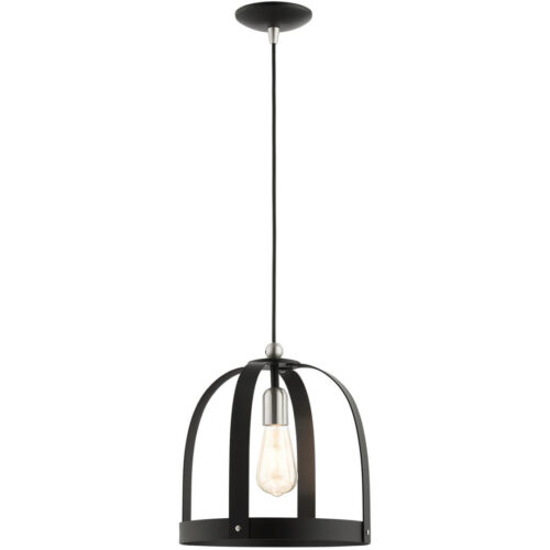 49643-14 1 Light Textured Black Pendant-Lighting LumensPendant Lights