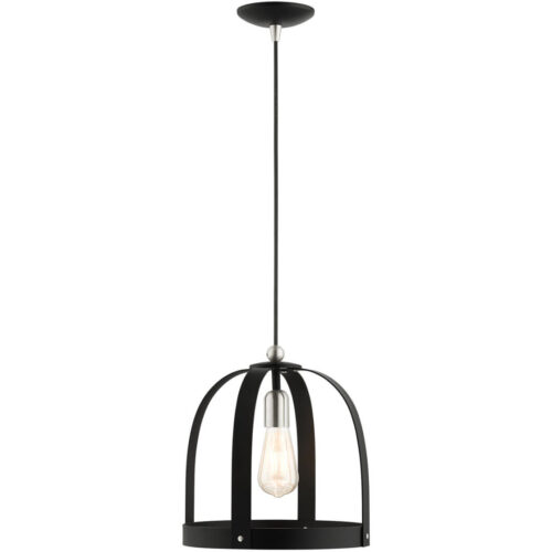 49643-14 1 Light Textured Black Pendant-Lighting LumensPendant Lights