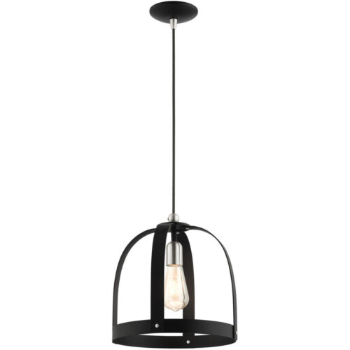 49643-14 1 Light Textured Black Pendant-Lighting LumensPendant Lights