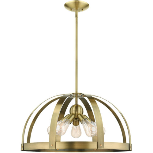 49645-01 5 Light Antique Brass Pendant Chandelier-Lighting LumensChandeliers