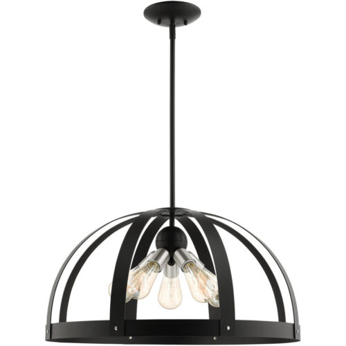 49645-14 5 Light Textured Black Pendant Chandelier-Lighting LumensChandeliers